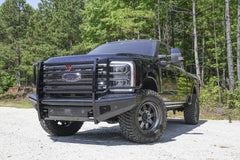 Fab Fours Black Steel Front Bumper, Full Grill Guard, Sensor Compatible, Black Powder Coat FS23-S5960-1