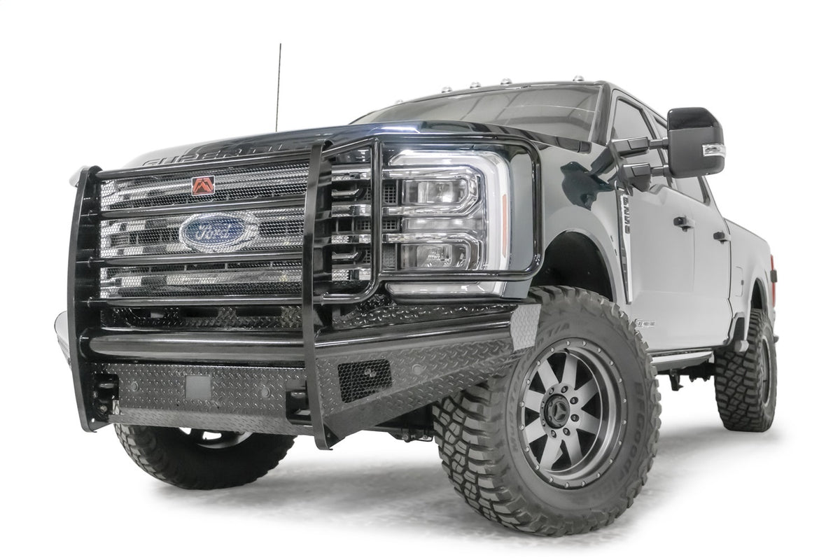 Fab Fours Black Steel Front Bumper, Full Grill Guard, Sensor Compatible, Black Powder Coat FS23-S5960-1