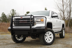 Fab Fours Black Steel Front Ranch Bumper, Full Grill Guard, 2-Stage Black Powder Coat GM07-K2160-1
