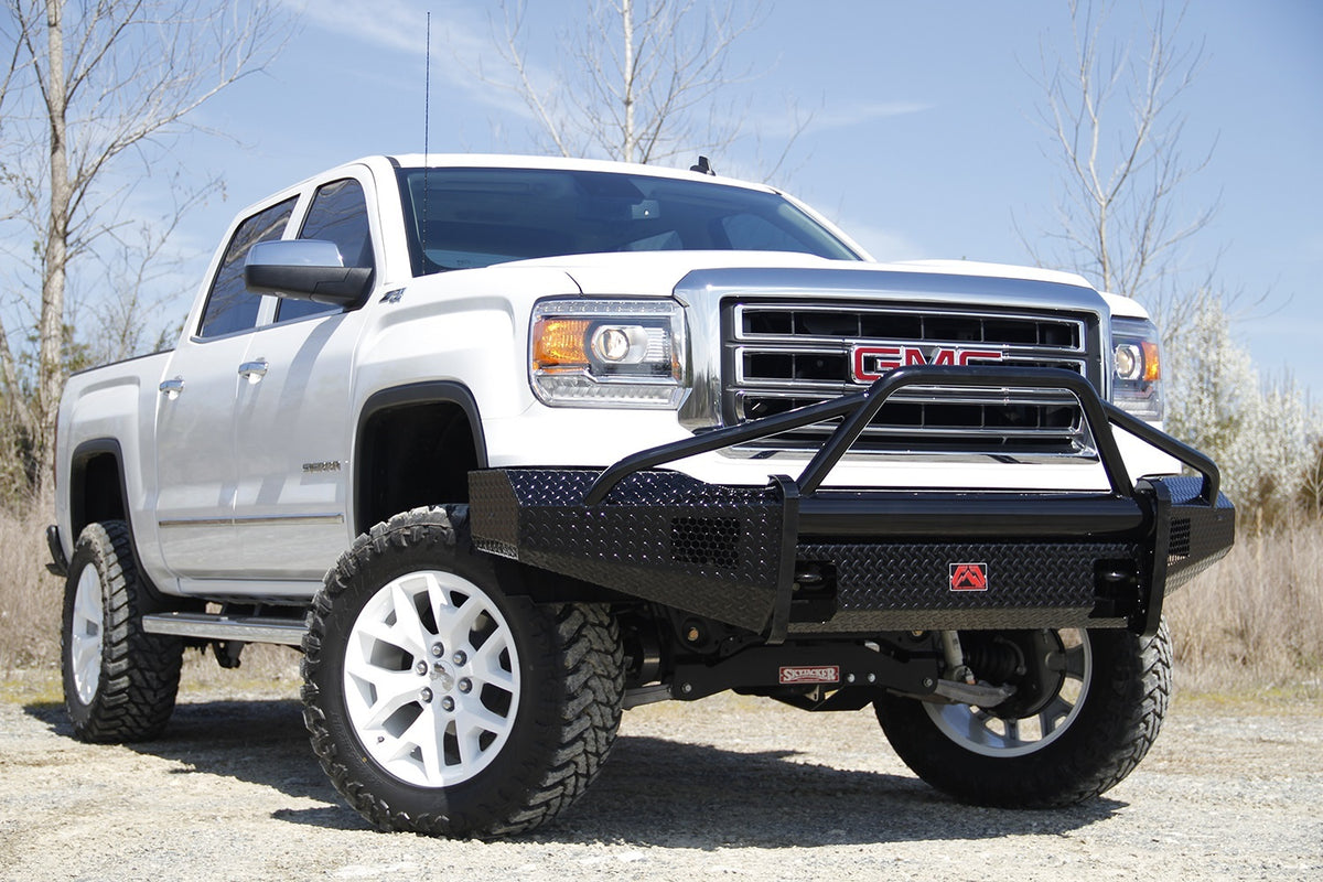 Fab Fours Black Steel Front Ranch Bumper, Pre-Runner Guard, 2-Stage Black Powder Coat GM07-K2162-1