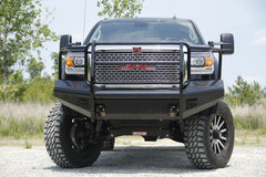 Fab Fours Black Steel Front Ranch Bumper, Full Grill Guard, 2-Stage Black Powder Coat GM11-S2860-1