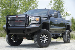 Fab Fours Black Steel Front Ranch Bumper, Full Grill Guard, 2-Stage Black Powder Coat GM11-S2860-1