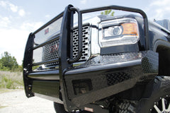 Fab Fours Black Steel Front Ranch Bumper, Full Grill Guard, 2-Stage Black Powder Coat GM11-S2860-1
