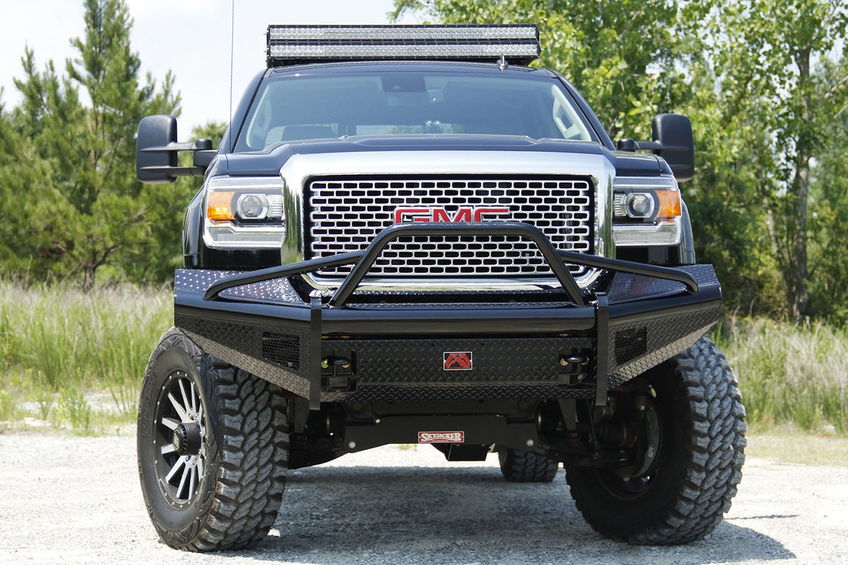 Fab Fours Black Steel Front Ranch Bumper, Pre-Runner Guard, 2-Stage Black Powder Coat GM11-S2862-1