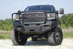 Fab Fours Premium Heavy Duty Winch Front Bumper, Full Grill Guard, 2-Stage Black Powder Coat GM14-A3150-1