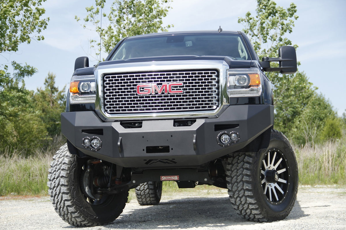 Fab Fours Premium Heavy Duty Winch Front Bumper, No Guard, 2-Stage Black Powder Coat GM14-A3151-1