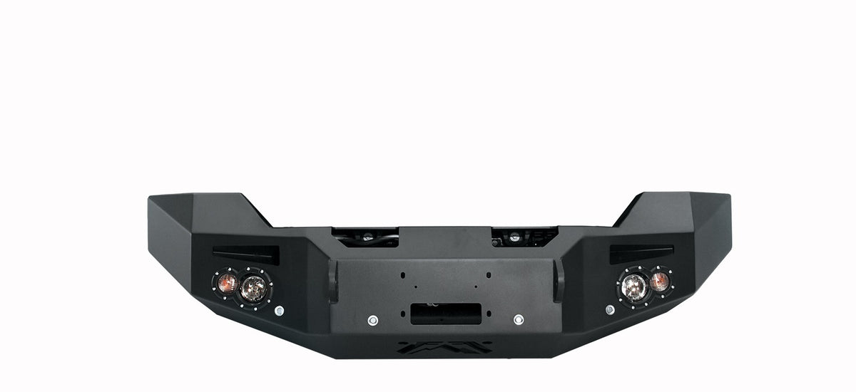 Fab Fours Premium Winch Front Bumper, No Guard, Sensor Compatible, 2-Stage Black Powder Coat GM14-C3151-1