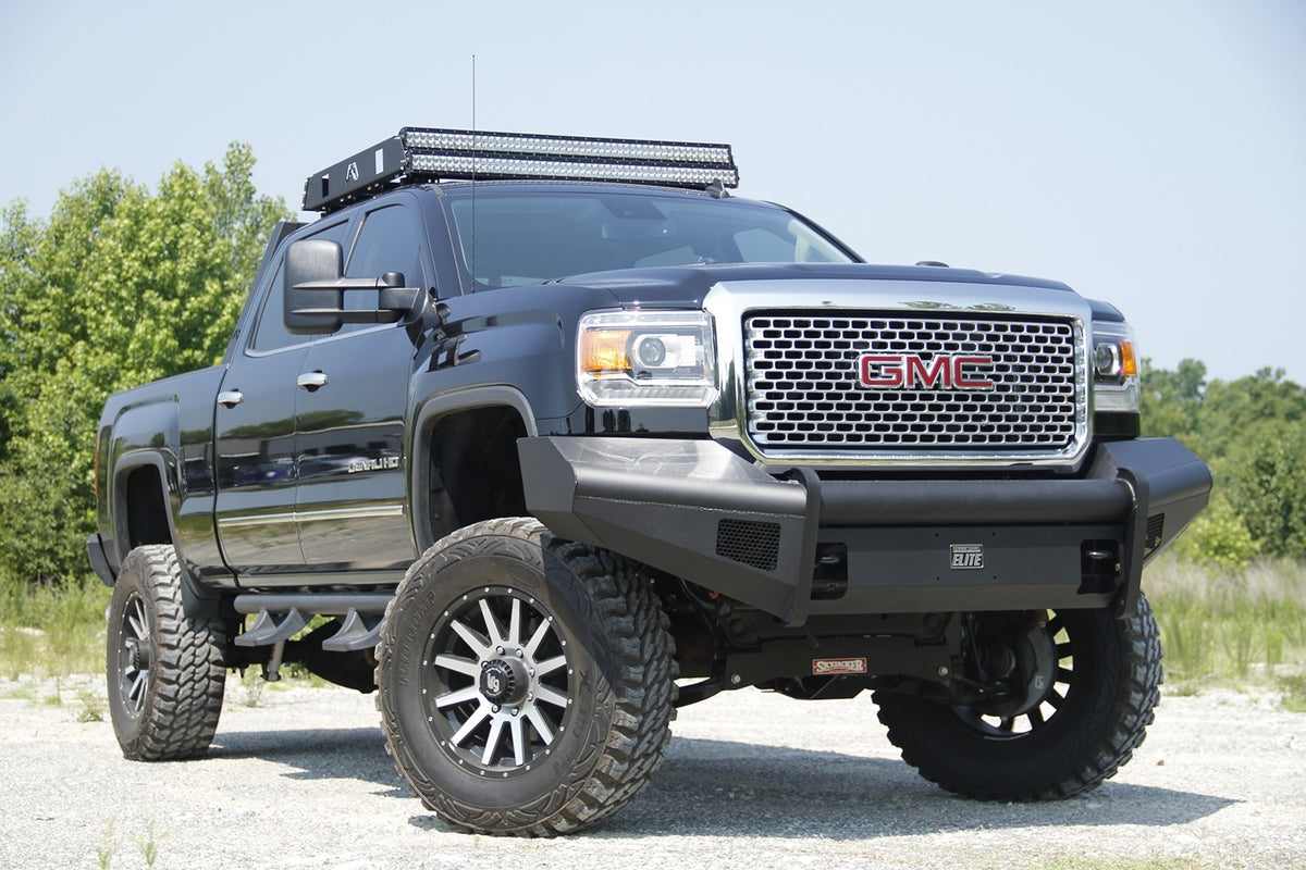 Fab Fours Elite Front Ranch Bumper, No Guard, 2-Stage Black Powder Coat GM14-Q3161-1