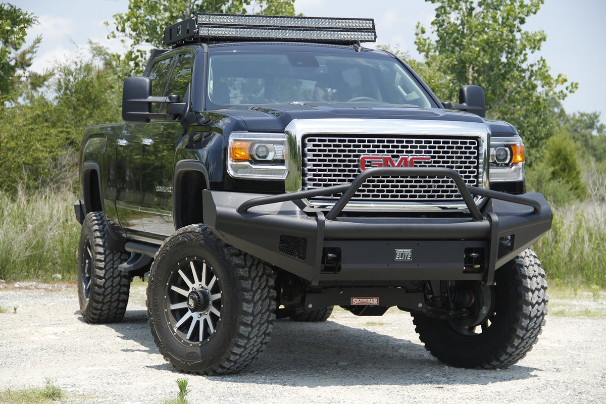 Fab Fours Elite Front Ranch Bumper, Pre-Runner Guard, 2-Stage Black Powder Coat GM14-Q3162-1