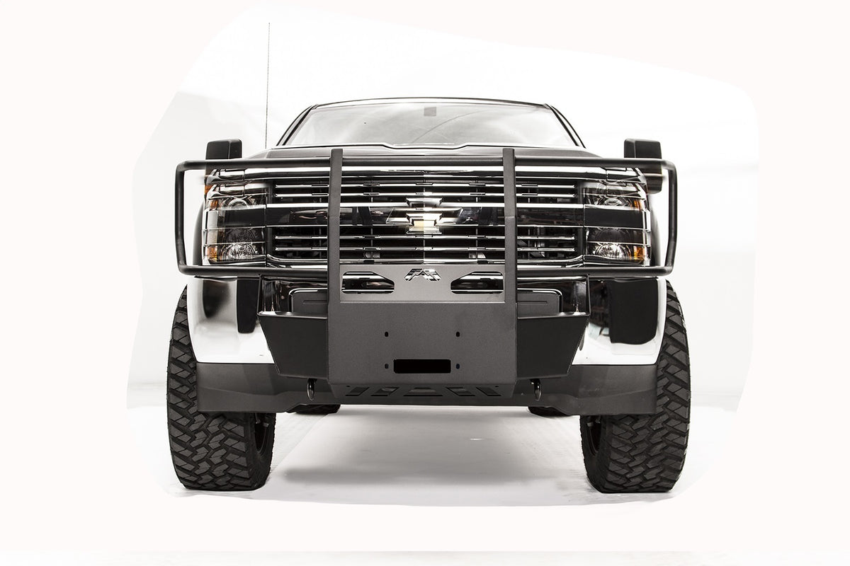 Fab Fours Winch Mount, Full Grill Guard, 2-Stage Black Powder Coat GM15-N3070-1