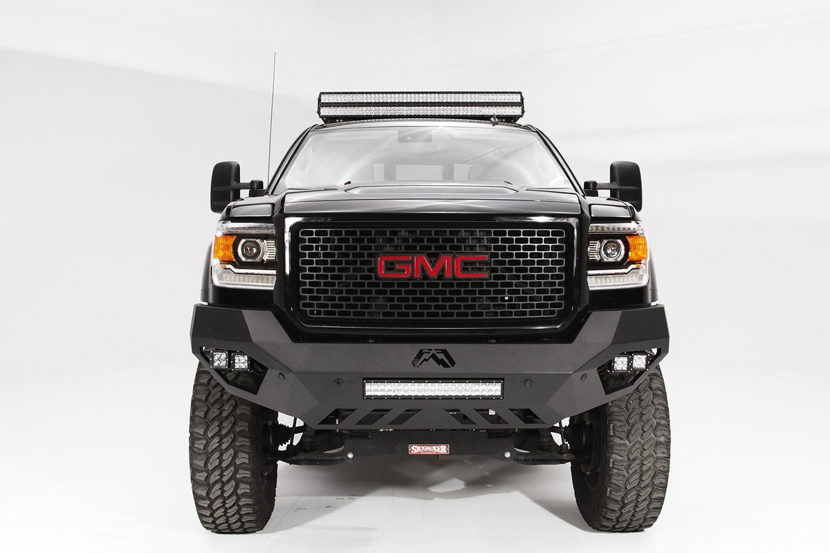 Fab Fours Vengeance Front Bumper, No Guard, Sensor Compatible, 2-Stage Black Powder Coat GM15-V3151-1