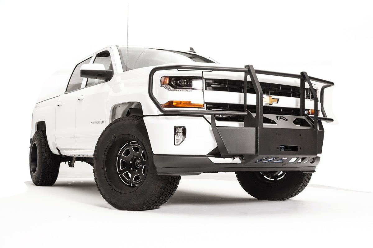 Fab Fours Winch Mount, Full Grill Guard, 2-Stage Black Powder Coat GM16-N3370-1