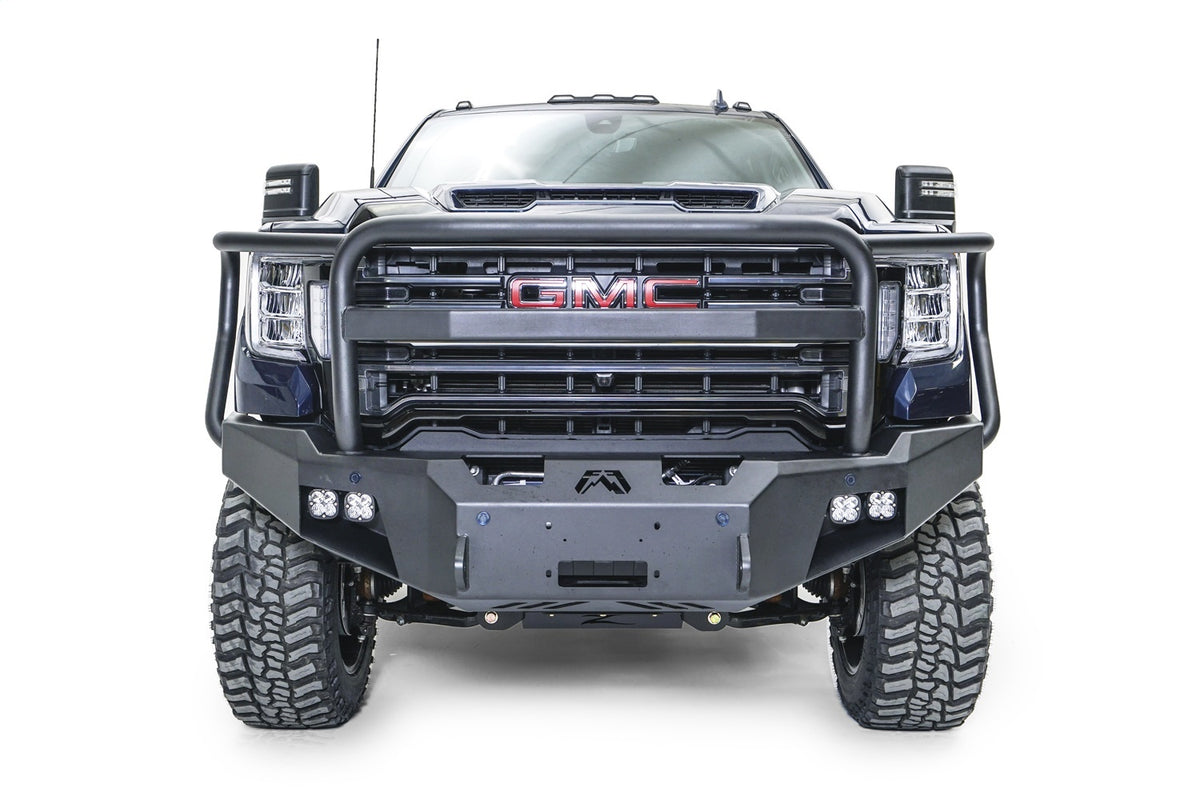 Fab Fours Premium Winch Front Bumper, Full Grill Guard, Bare Steel GM20-A5050-B