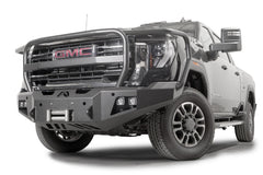 Fab Fours Premium Winch Front Bumper, Full Grill Guard, Sensor Compatible, 2-Stage Black Powder Coat GM24-A6250-1