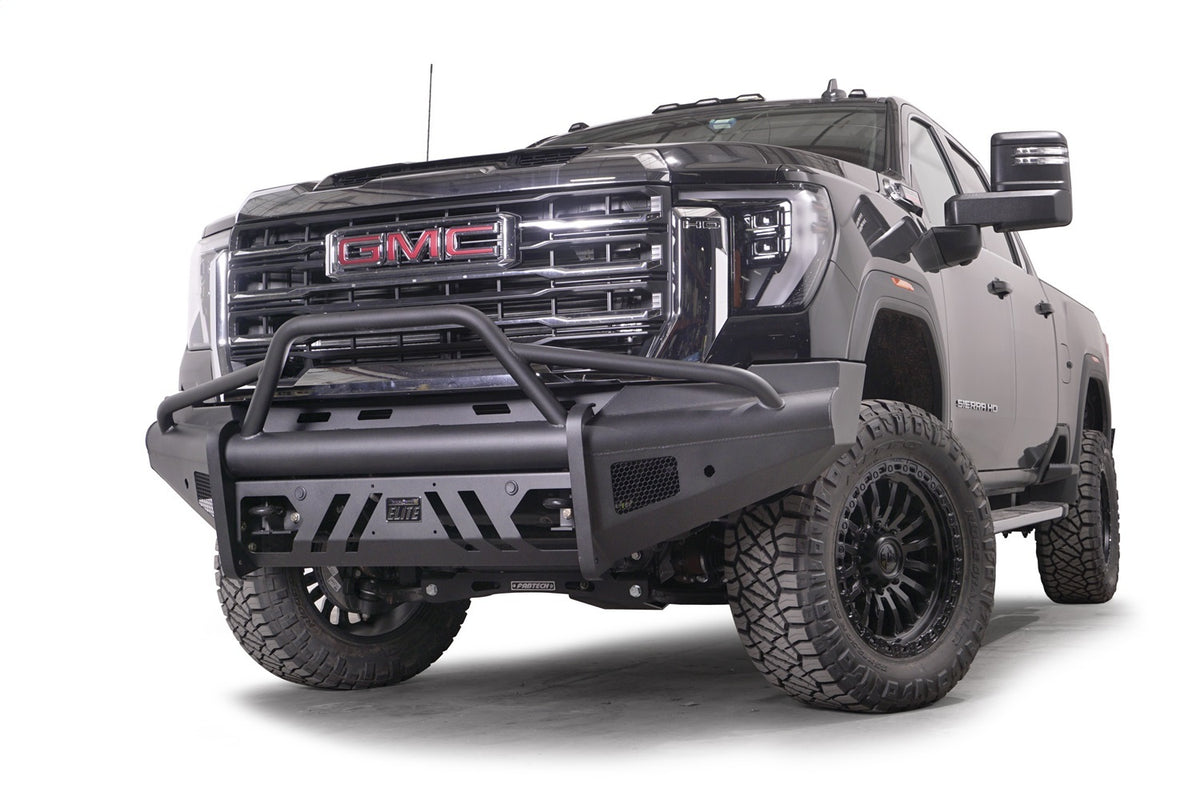 Fab Fours Elite Front Bumper, Pre-Runner Guard, Sensor Compatible, Black Powder Coat GM24-Q6262-1