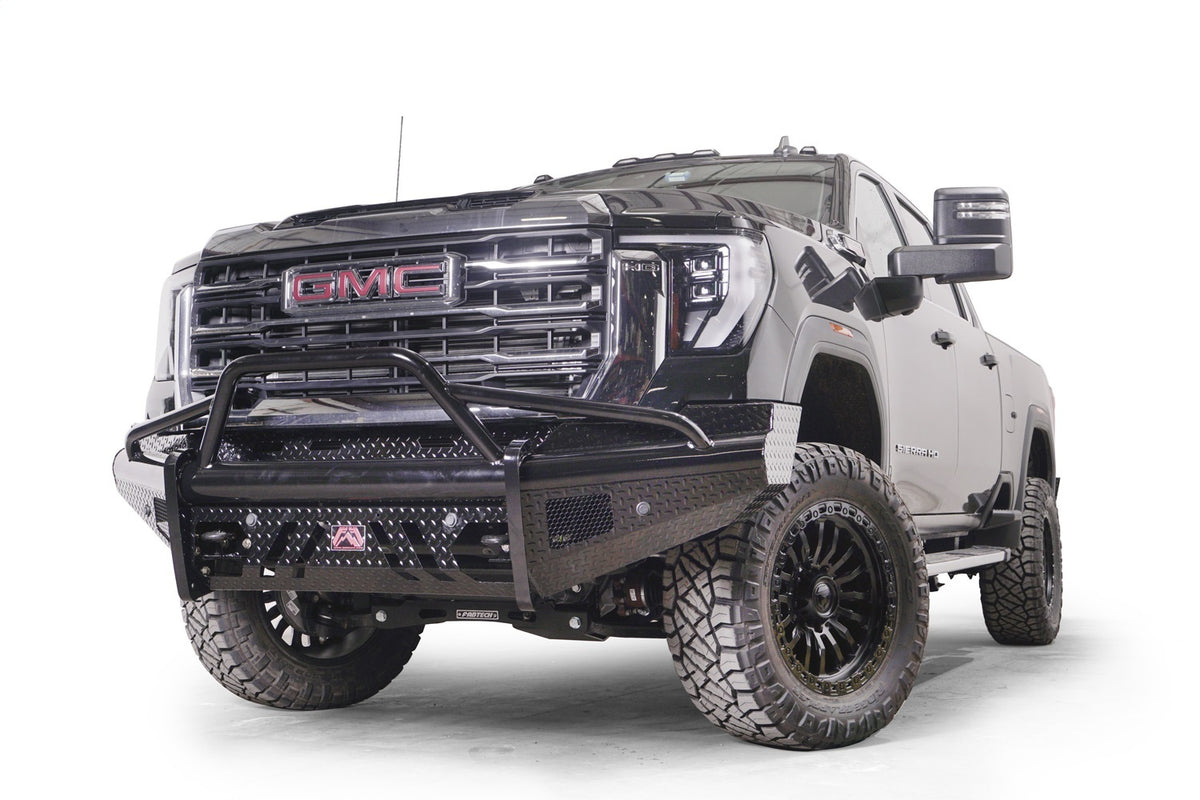 Fab Fours Black Steel Front Bumper, Pre-Runner Guard, Sensor Compatible GM24-S6262-1