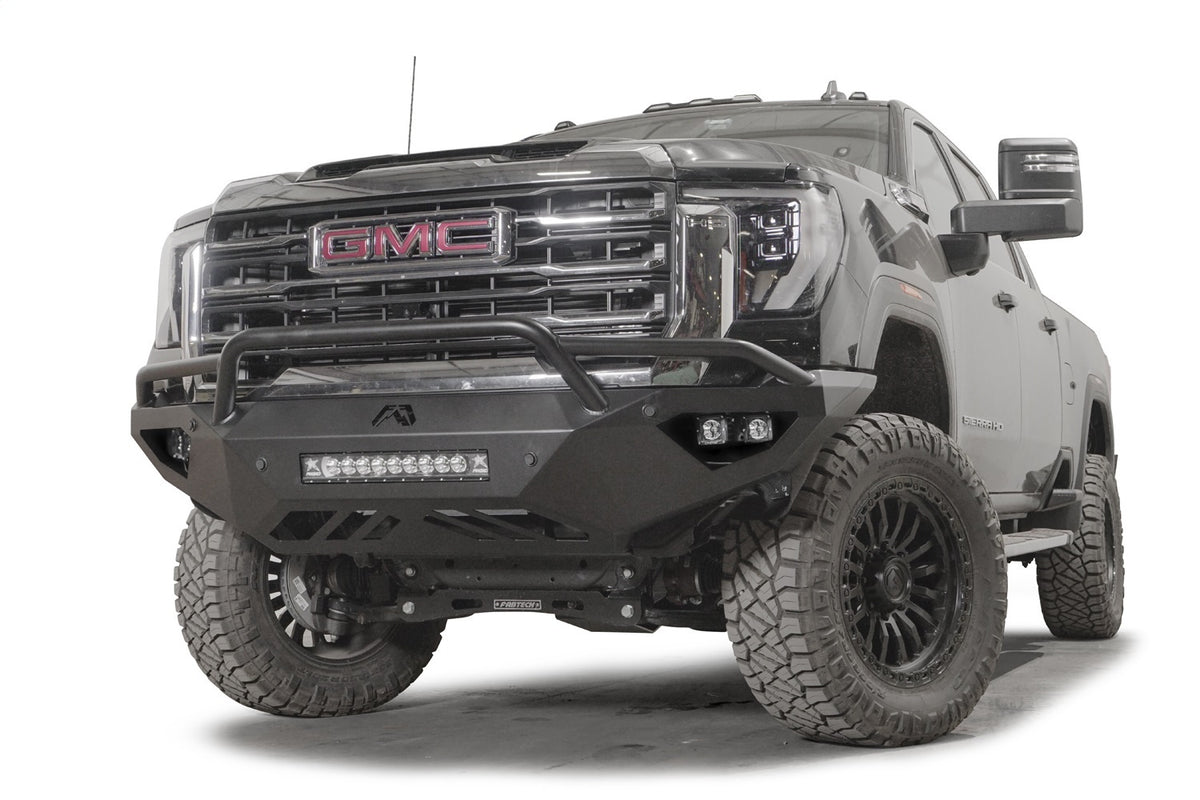 Fab Fours Vengeance Front Bumper, Pre-Runner Guard, 2-Stage Black Powder Coat GM24-V6252-1