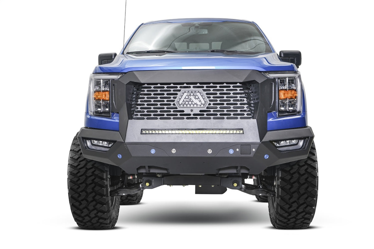 Fab Fours Grumper Front Bumper And Grille, Sensor Compatible, Bare Steel GR5000-B