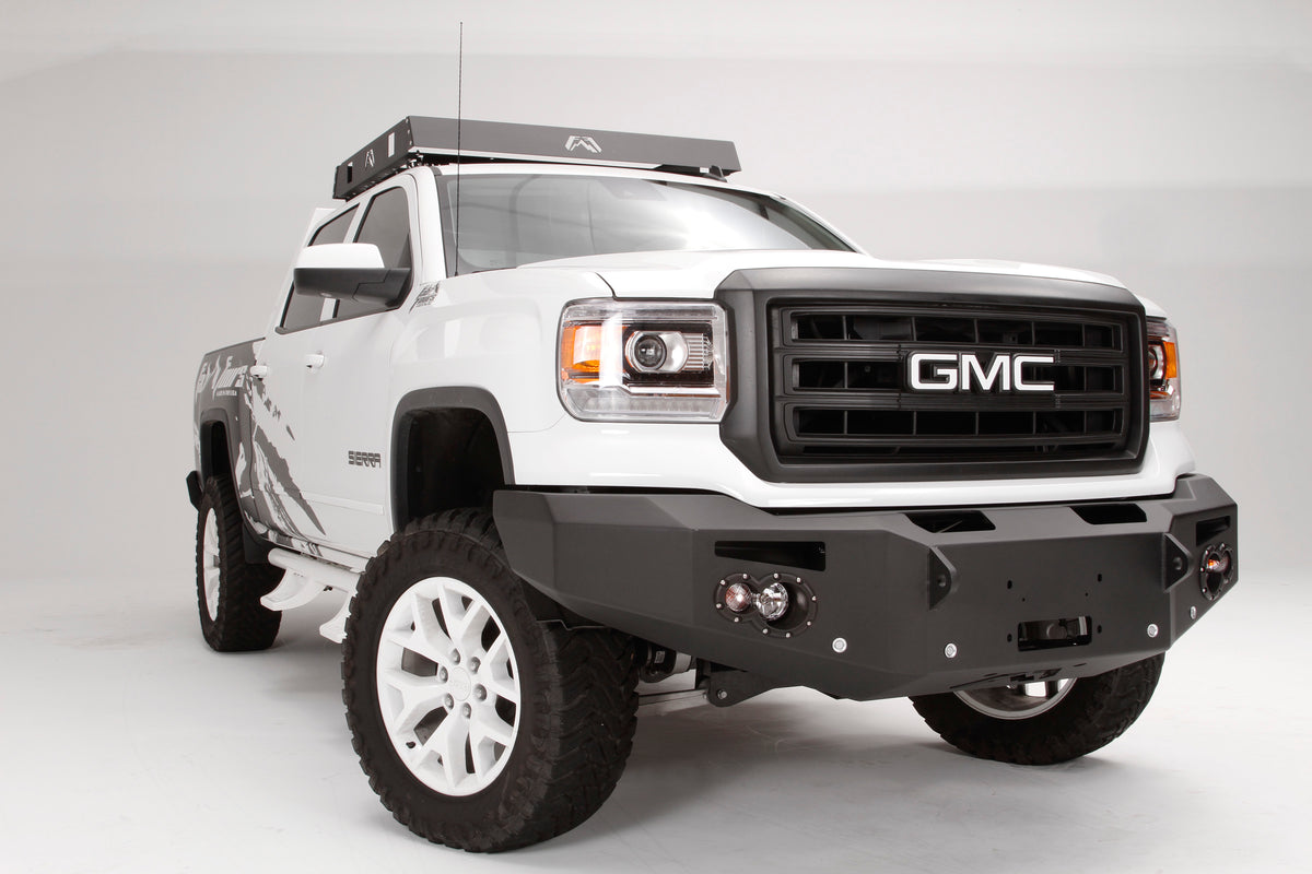 Fab Fours Premium Heavy Duty Winch Front Bumper, No Guard, Sensor Compatible, 2-Stage Black Powder Coat GS14-F3151-1