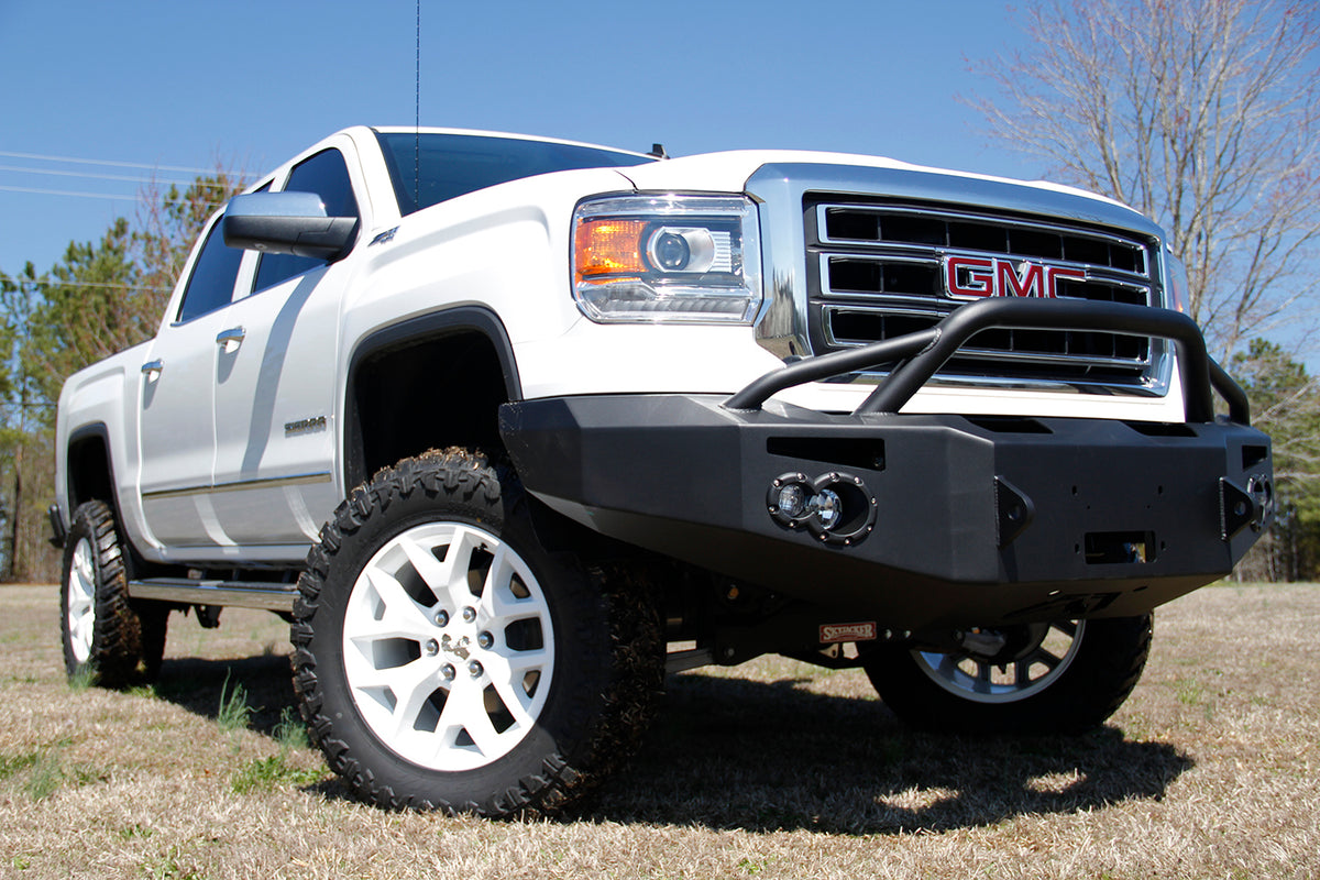 Fab Fours Premium Heavy Duty Winch Front Bumper, Pre-Runner Guard, Sensor Compatible, 2-Stage Black Powder Coat GS14-F3152-1