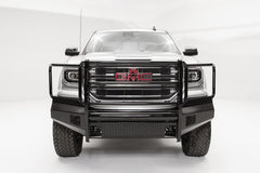 Fab Fours Black Steel Front Bumper, Full Grill Guard, 2-Stage Black Powder Coat GS16-K3960-1