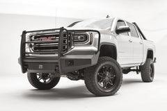 Fab Fours Elite Front Bumper, Full Grill Guard, 2-Stage Black Powder Coat GS16-R3960-1