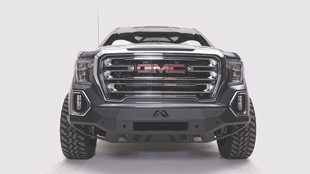Fab Fours Vengeance Front Bumper, No Guard, Sensor Compatible, 2-Stage Black Powder Coat GS19-D6051-1