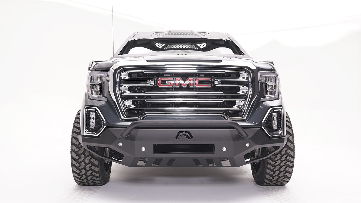 Fab Fours Vengeance Front Bumper, Pre-Runner Guard, Sensor Compatible, 2-Stage Black Powder Coat GS19-D6052-1