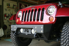 Fab Fours FMJ Stubby Winch Front Bumper, 2-Stage Black Powder Coat JK07-B1855-1