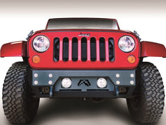 Fab Fours FMJ Stubby Winch Front Bumper, 2-Stage Black Powder Coat JK07-B1855-1