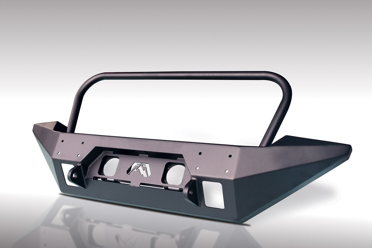 Fab Fours FMJ Full Width Winch Front Bumper, Full Grill Guard, 2-Stage Black Powder Coat JK07-B1858-1