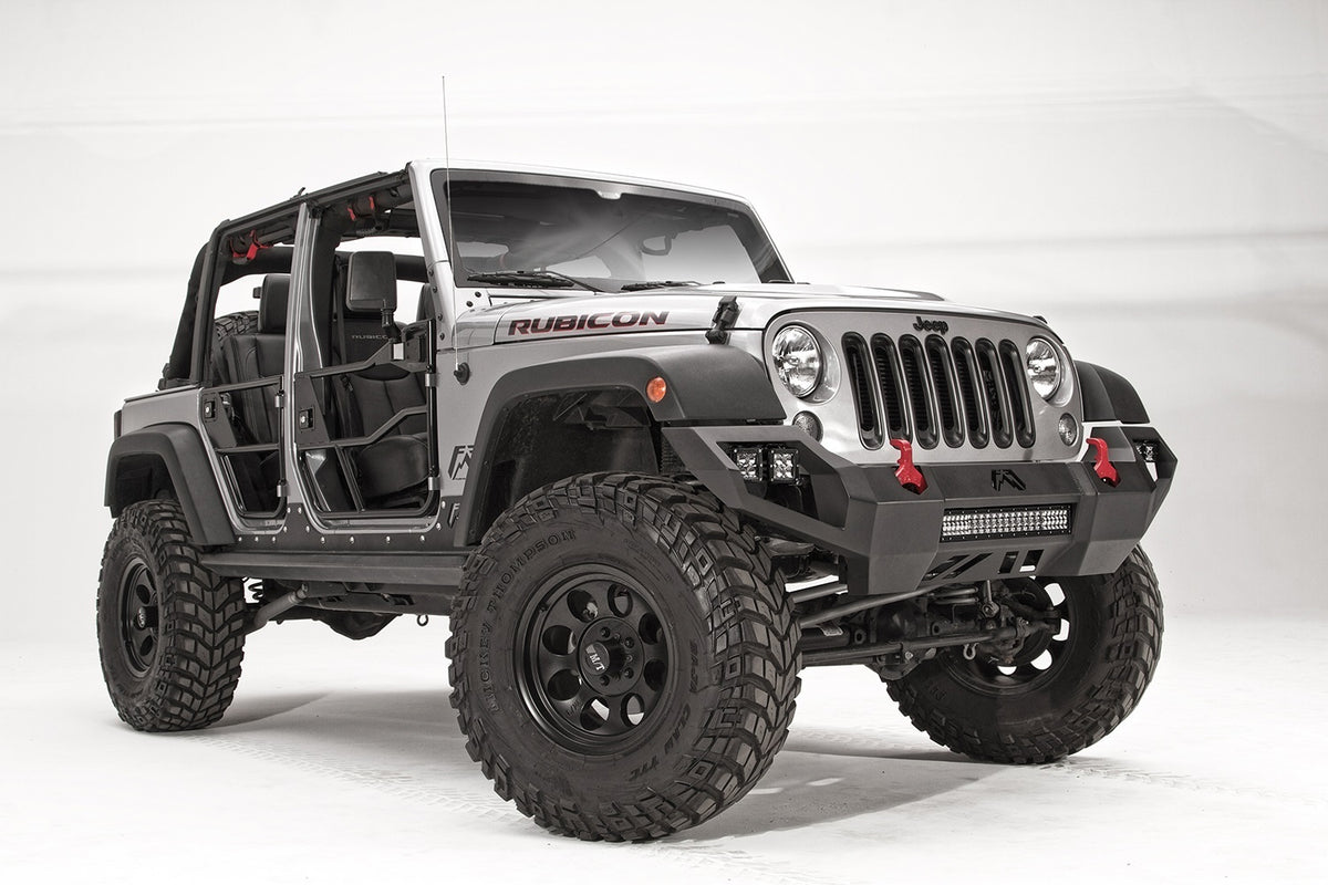 Fab Fours Vengeance Front Bumper, No Guard, 2-Stage Black Powder Coat JK07-D1851-1