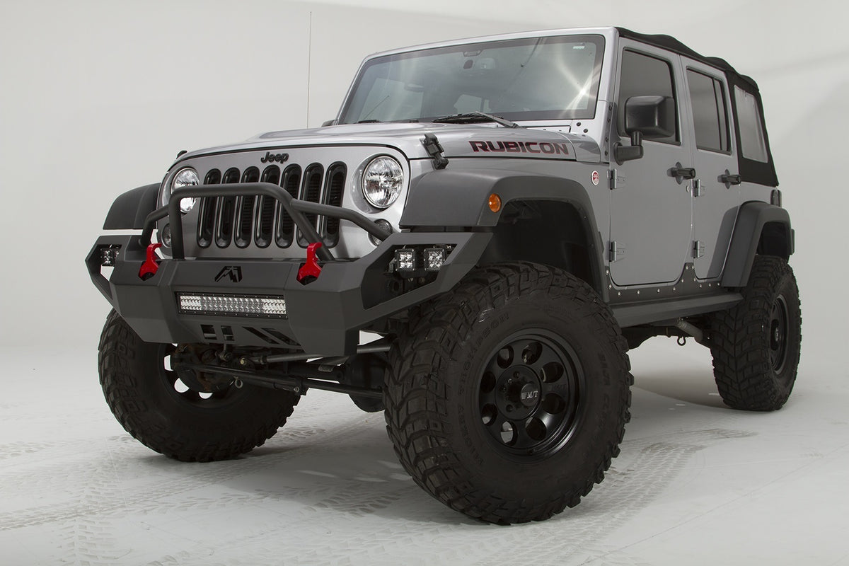 Fab Fours Vengeance Front Bumper, Pre-Runner Guard, 2-Stage Black Powder Coat JK07-D1852-1