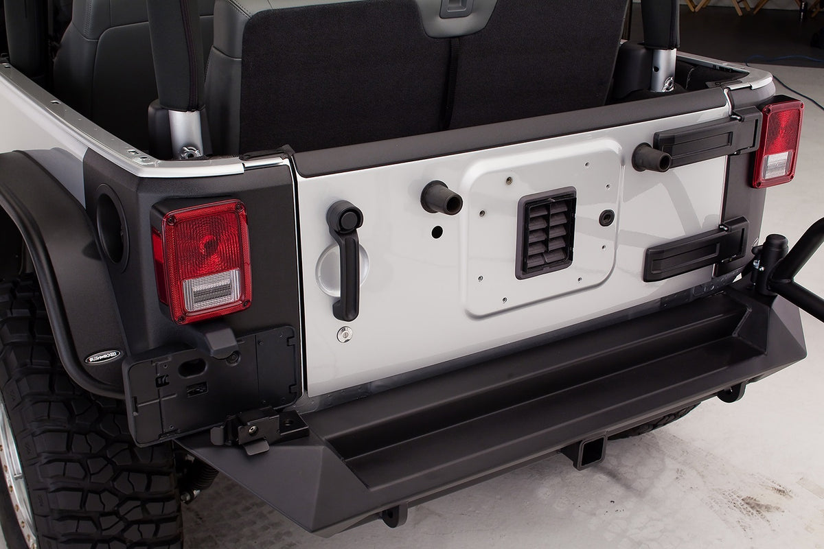 Fab Fours Heavy Duty Rear Bumper, 2-Stage Black Powder Coat JK07-Y1251-1