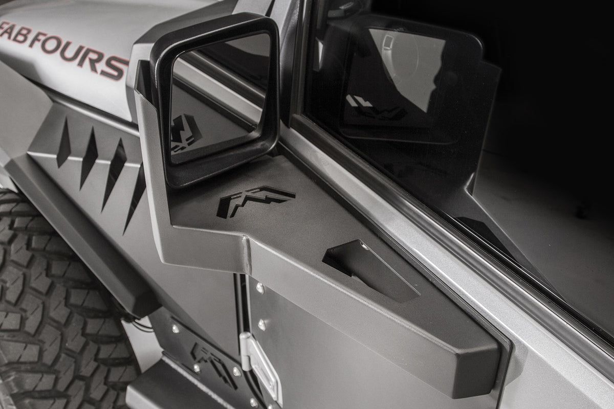 Fab Fours Door Skin Mirror Guard, Matte Black Powder Coat JK3001-1