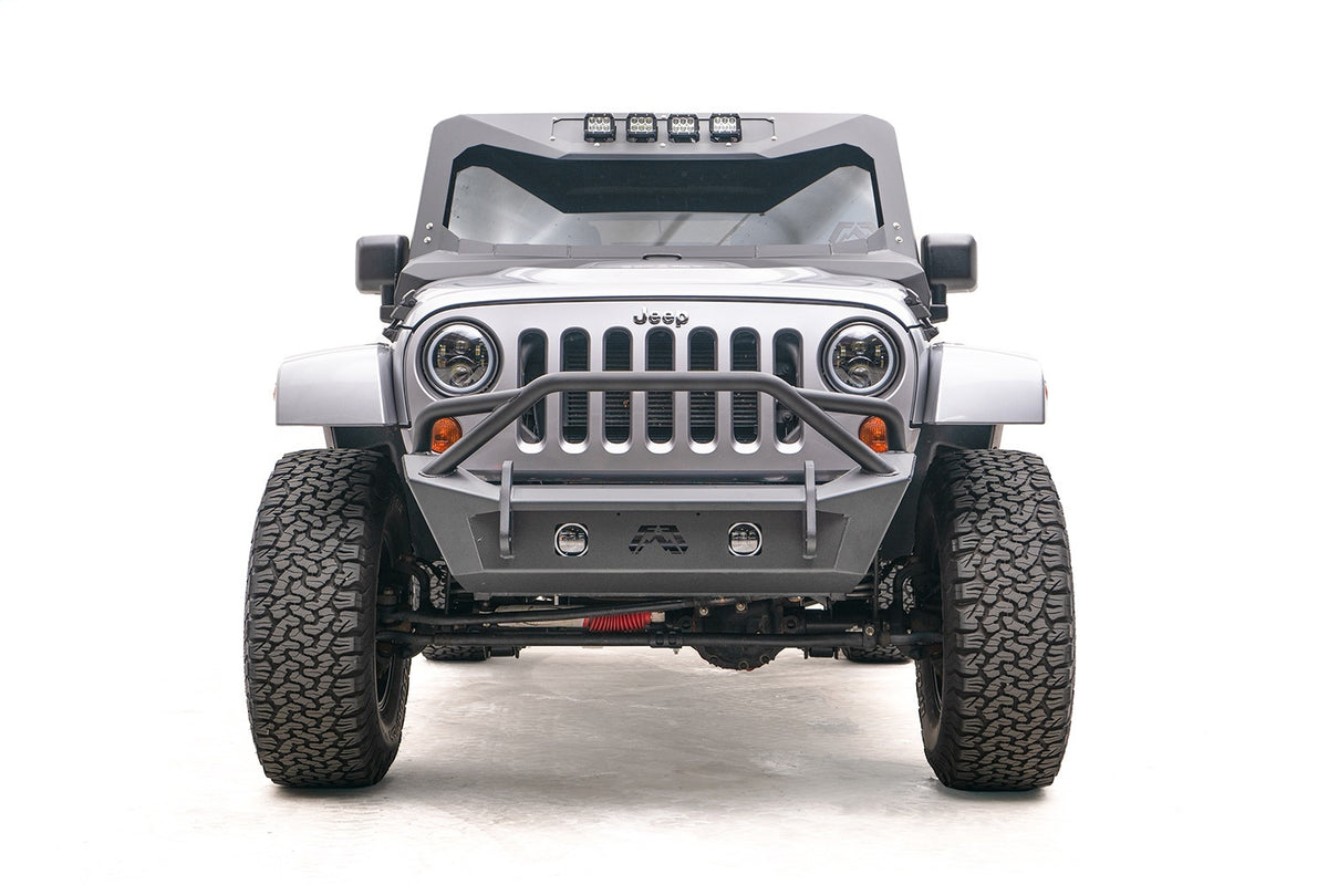 Fab Fours Stubby Bumper, Pre-Runner Guard, Bare Steel JL18-B4752-B