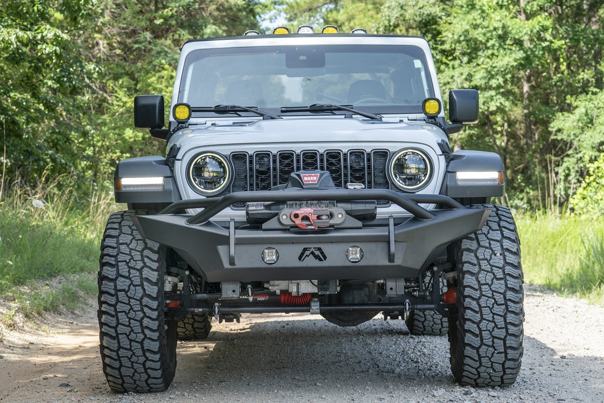 Fab Fours Lifestyle Winch Bumper, Pre-Runner Guard, Bare Steel JL24-B5052-B