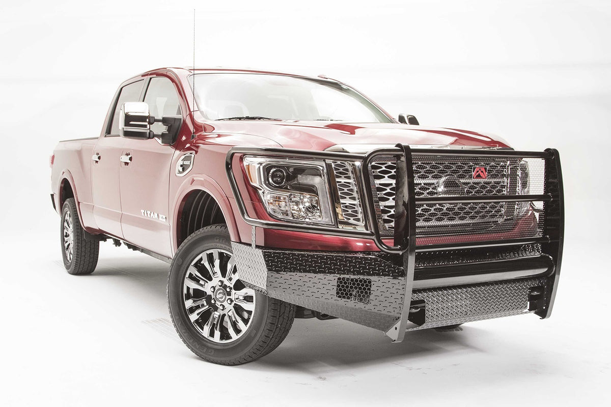 Fab Fours Black Steel Front Bumper, Full Grill Guard, 2-Stage Black Powder Coat NT16-K3760-1