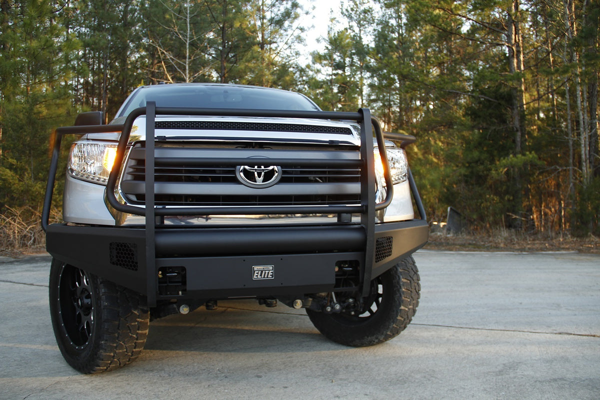 Fab Fours Elite Front Bumper, Full Grill Guard, 2-Stage Black Powder Coat TT07-R1860-1