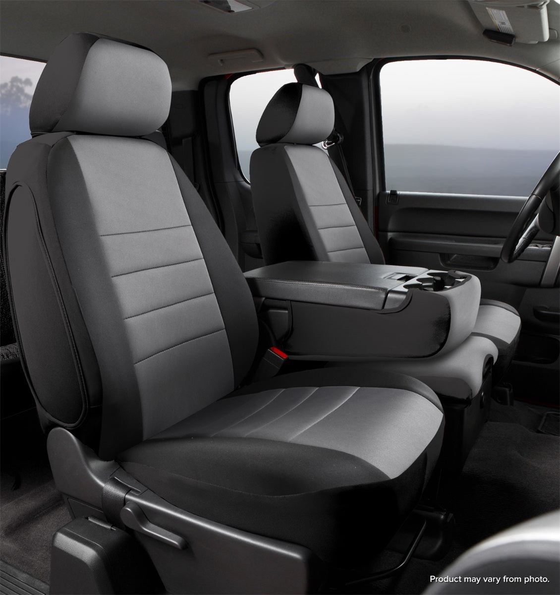 FIA Neo Neoprene Custom Seat Cover, Front 40/60/40 Split Seat, Black/Gray NP97-43GRAY