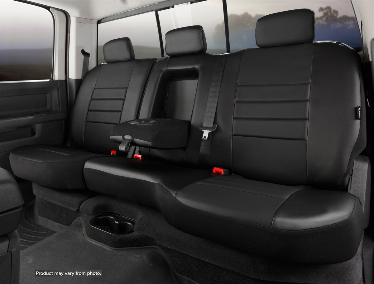 FIA LeatherLite Custom Seat Cover, 60/40 Split Seat, Solid Black SL62-79BLK/BLK
