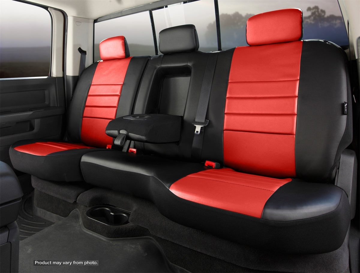 FIA LeatherLite Custom Seat Cover, 60/40 Split Seat, Black/Red SL62-79RED