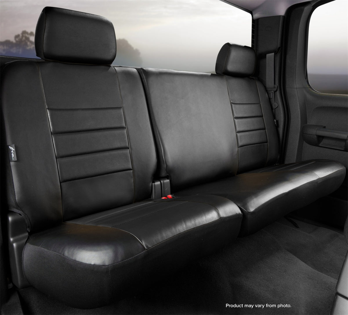 FIA LeatherLite Custom Seat Cover, 60/40 Split Seat, Solid Black SL62-88BLK/BLK