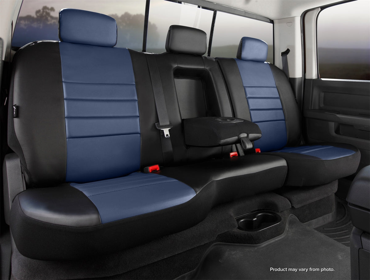 FIA LeatherLite Custom Seat Cover, 40/60 Split Seat, Black/Blue SL62-90BLUE