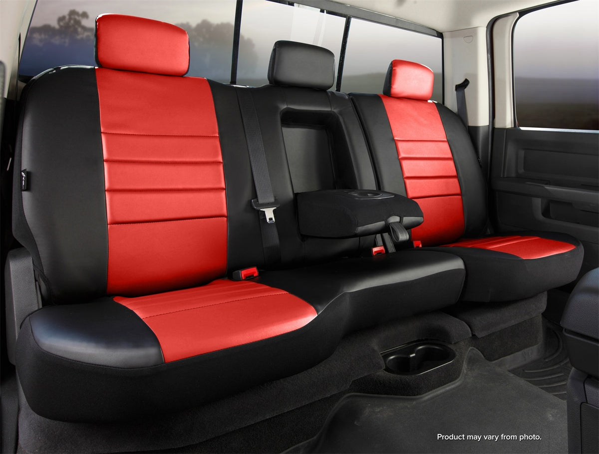 FIA LeatherLite Custom Seat Cover, 40/60 Split Seat, Black/Red SL62-90RED