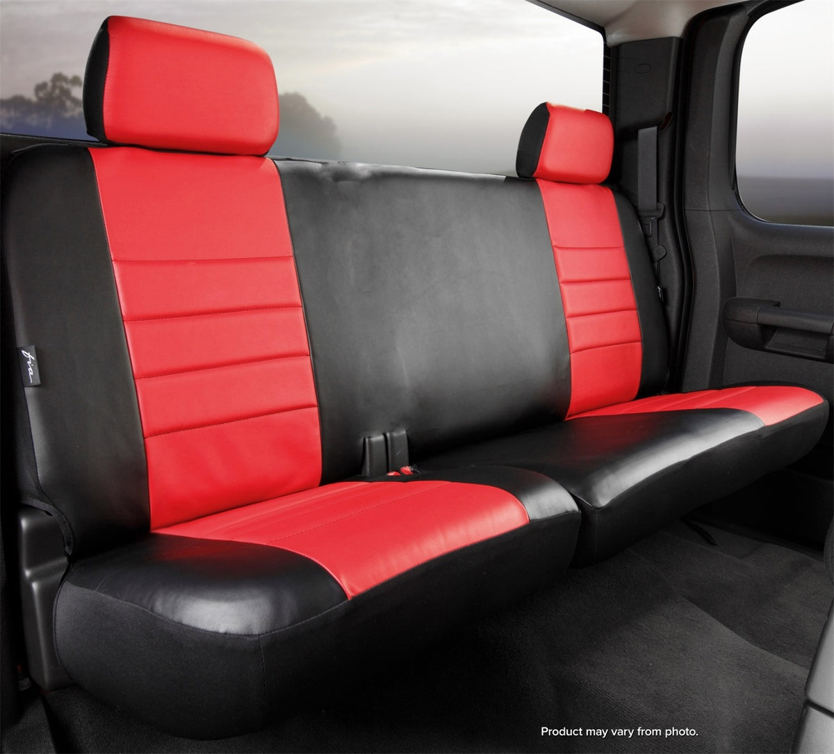 FIA LeatherLite Custom Seat Cover, Rear 60/40 Split Seat, Black/Red SL65-10RED