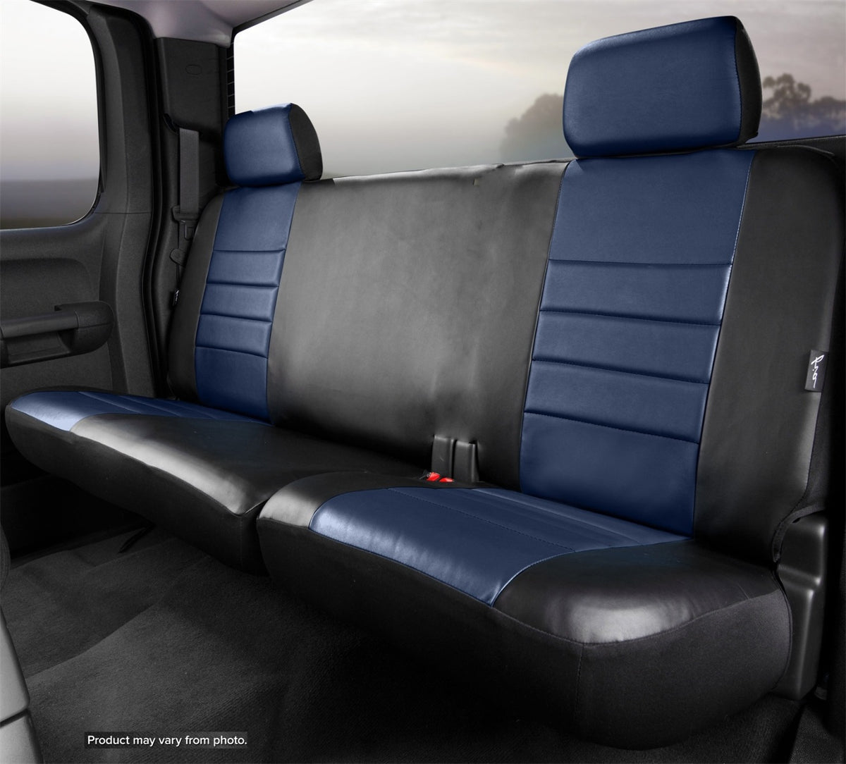 FIA LeatherLite Custom Seat Cover, Rear 40/60 Split Seat, Black/Blue SL65-2BLUE