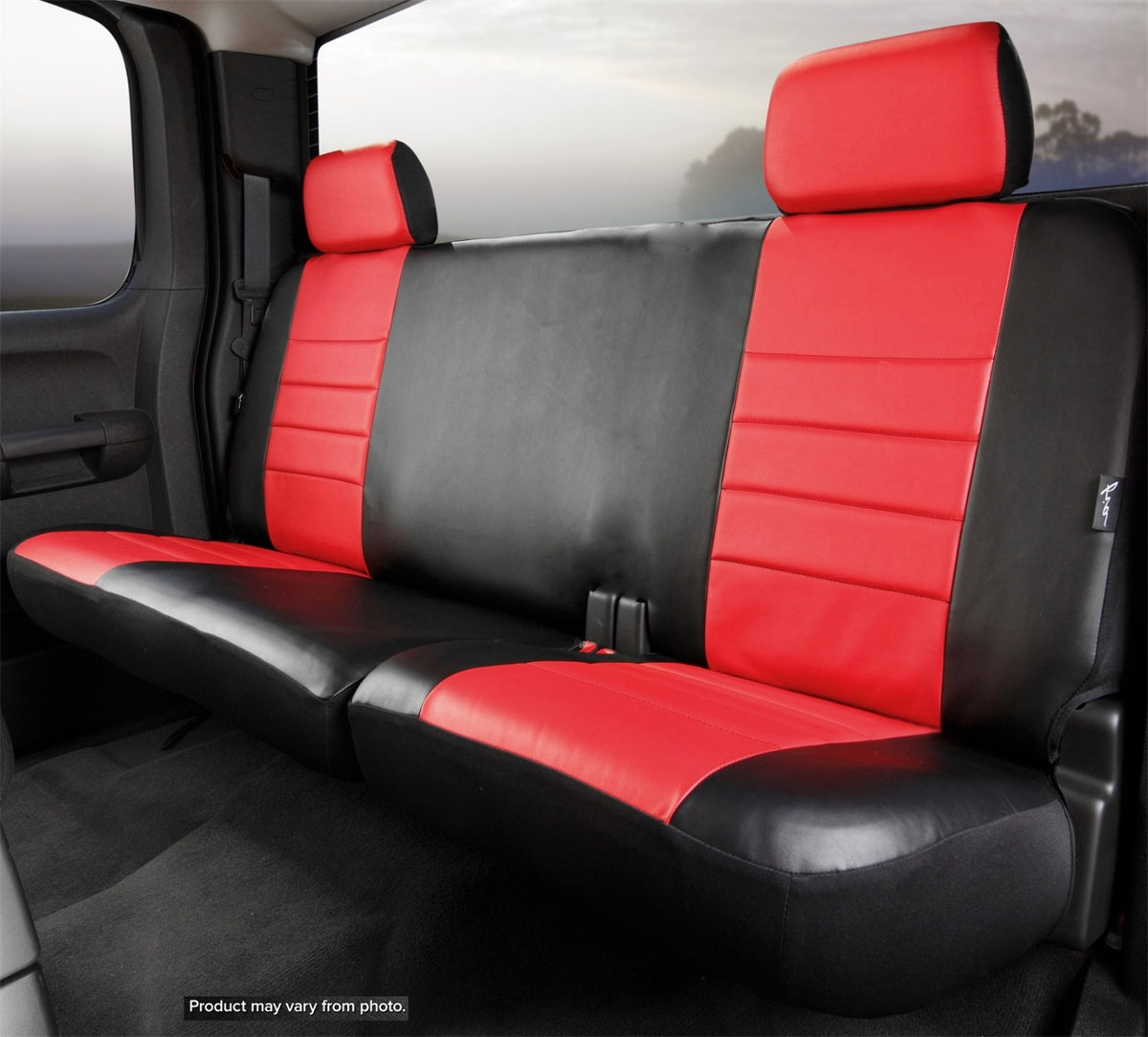 FIA LeatherLite Custom Seat Cover, Rear 40/60 Split Seat, Black/Red SL65-2RED