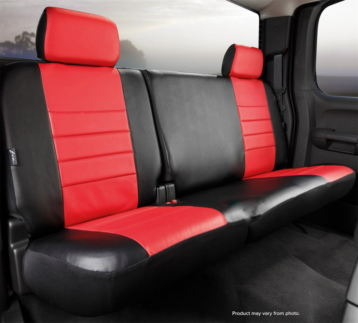 FIA LeatherLite Custom Seat Cover, Rear 60/40 Split Cushion, Black/Red SL65-3RED