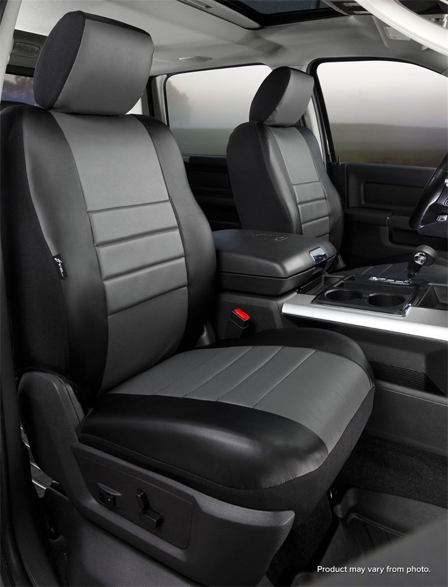 FIA LeatherLite Custom Seat Cover, Front Bucket Seats, Black/Gray SL67-71GRAY
